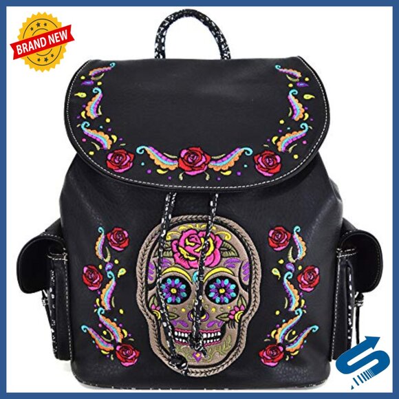 Vegan Leather Mini Backpack Purse Set with Matching Wallet, Gothic Punk Style main image 4